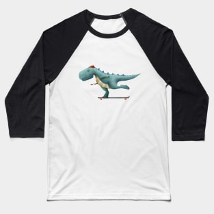 Dinosaur on a skateboard Baseball T-Shirt